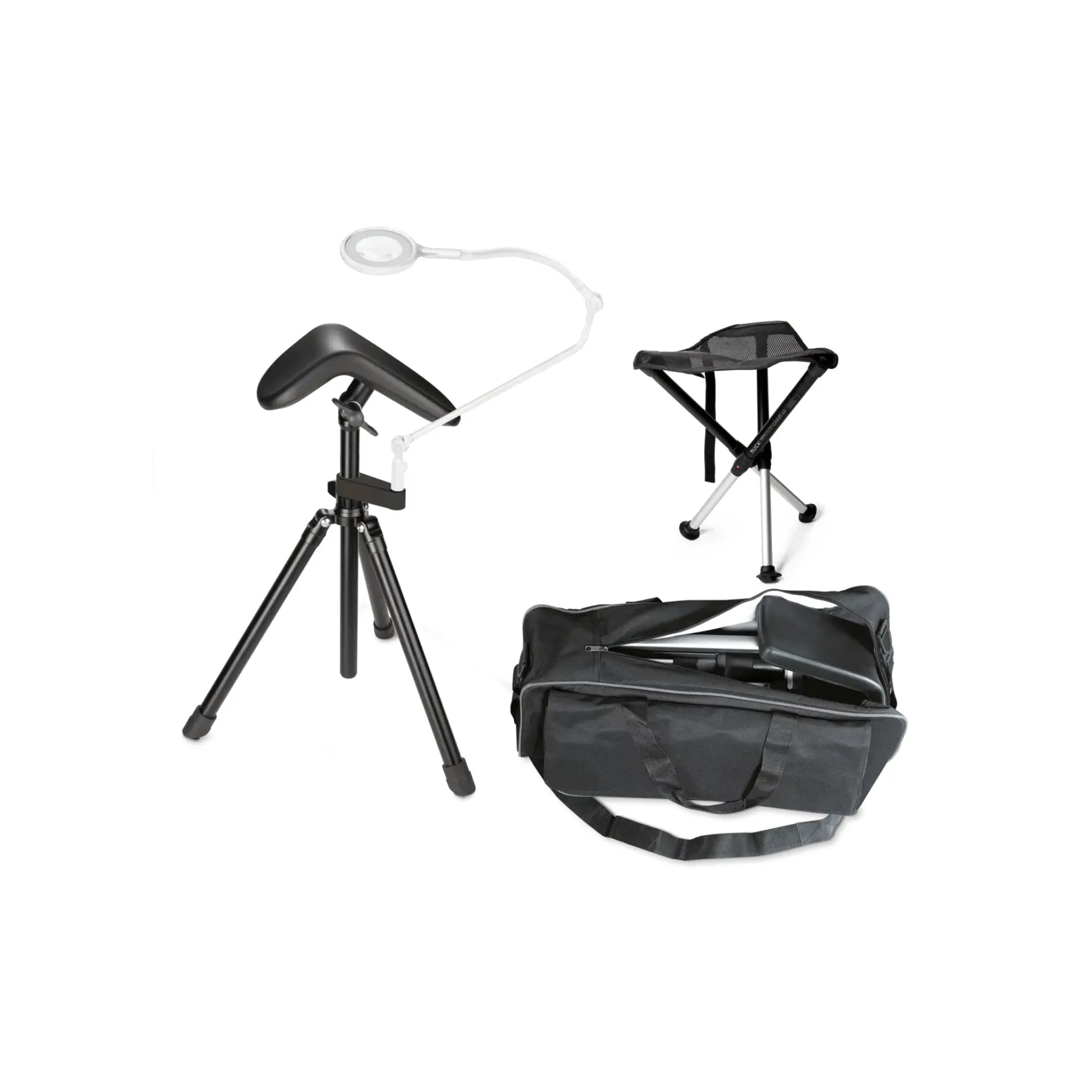 Ensemble de soin mobile - Tabouret + Repose pied + Lampe loupe Circle S - Ruck Ruck  White-Edition