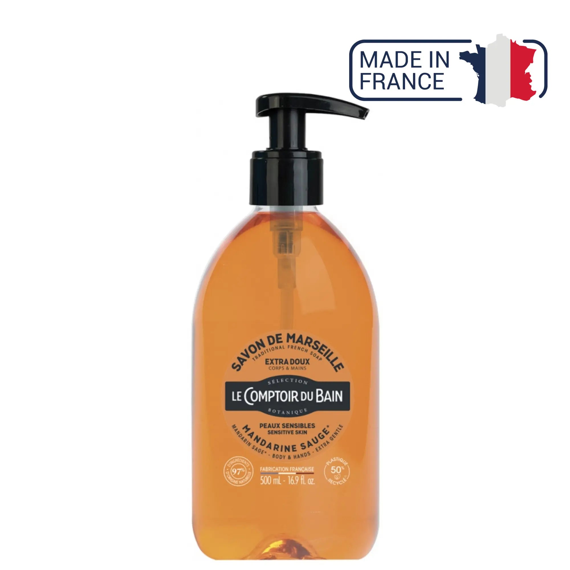 Liquid Marseille soap Mandarin Sage - 500ml - Le Comptoir du Bain