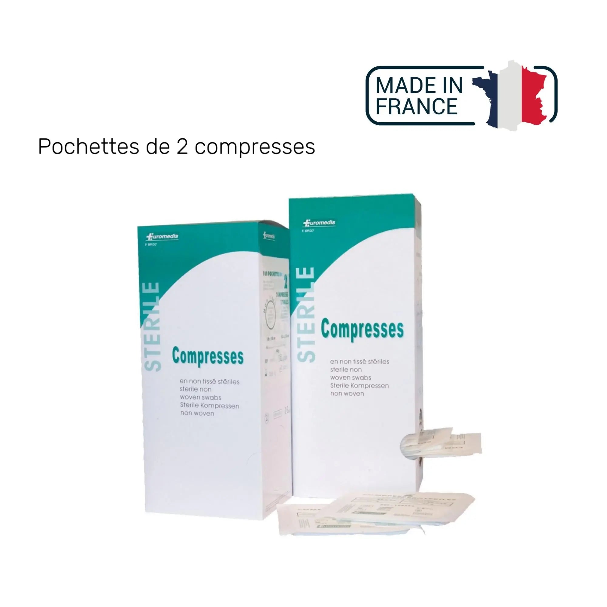 Sterile Non-woven Compress - 40g/m2 - Pack of 2 compresses - Euromédis